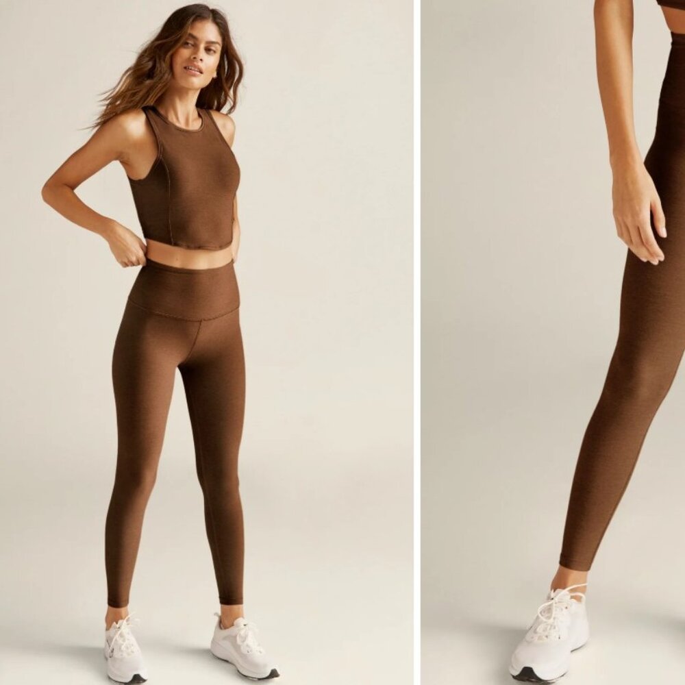 Beyond Yoga Spacedye Vitalize Full Length Legging Bold Mocha Heather Medium NWT